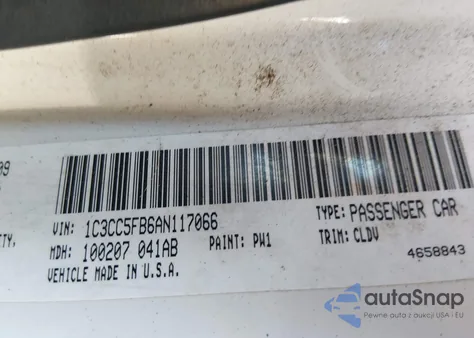 2010 Chrysler Sebring Limited z USA, uszkodzony, nr VIN 1C3CC5FB6AN117066